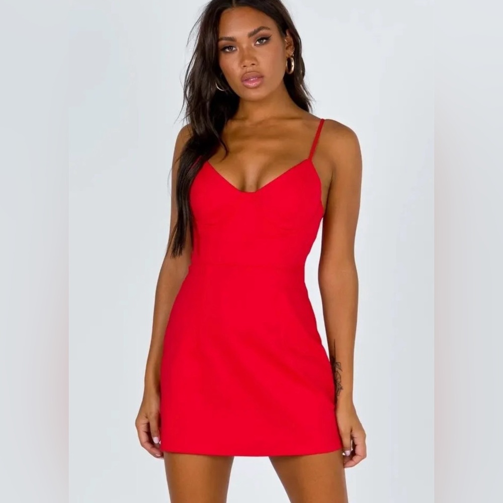 Princess Polly Novella Red Mini Dress Bodycon - US SIZE 10 - Party Club NWT